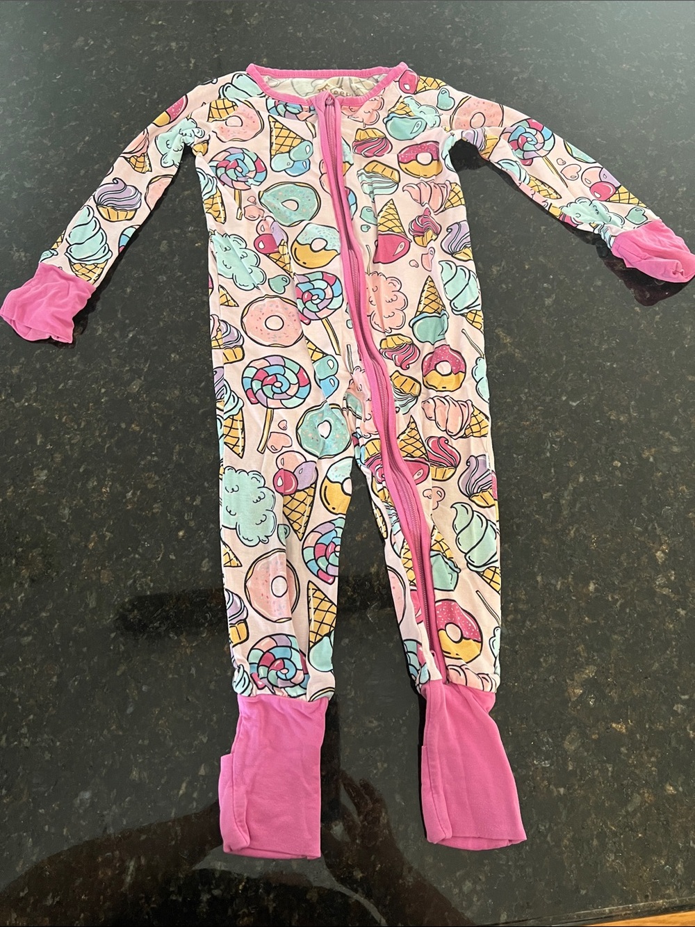 Little Sleepies Pink Candy & Ice Cream Print One-Piece Footie